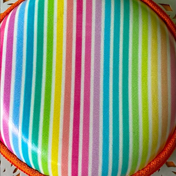 NWT Rainbow Stripe Brightly Designed Tech EarBud Zipper Travel Storage M… - Picture 2 of 5